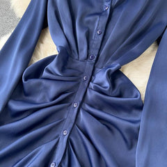 Kimberly Blue Satin Dress - Label Frenesi Fashion