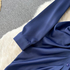 Kimberly Blue Satin Dress - Label Frenesi Fashion
