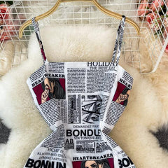 News Printed Dress - Label Frenesi Fashion