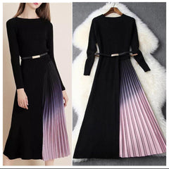 Ombre Pleated Dress - Label Frenesi Fashion