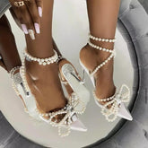 Pearl Pointed Heels - Label Frenesi Fashion