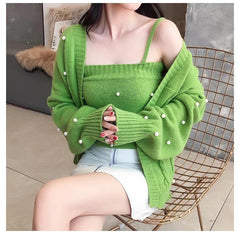 Pearled Cami with Shrug Set - Label Frenesi Fashion