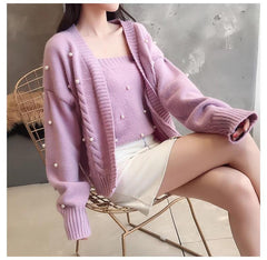 Pearled Cami with Shrug Set - Label Frenesi Fashion