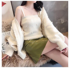 Pearled Cami with Shrug Set - Label Frenesi Fashion