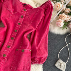 Pink Denim Romper - Label Frenesi Fashion