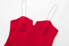 Red Pearl Bodycon Dress - Label Frenesi Fashion