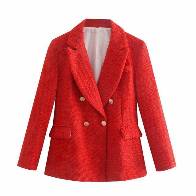 Red Tweed Blazer - Label Frenesi Fashion