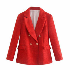 Red Tweed Blazer - Label Frenesi Fashion