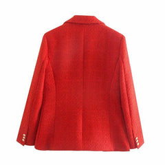 Red Tweed Blazer - Label Frenesi Fashion