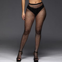 Rhinestone Mesh Fishnet Stockings - Label Frenesi Fashion