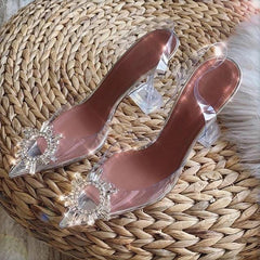 Rhinestone Perspex Heels - Label Frenesi Fashion