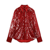 Rony Red Sequin Shirt - Label Frenesi Fashion