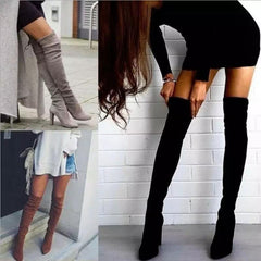 Suede Thigh High Boots - Label Frenesi Fashion