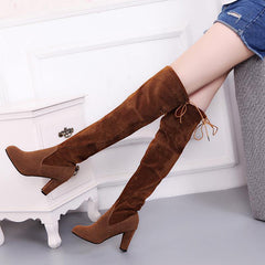 Suede Thigh High Boots - Label Frenesi Fashion