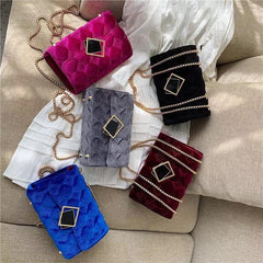 Velour Chained Bag - Label Frenesi Fashion