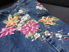 Vintage Embroidered Denim Pants - Label Frenesi Fashion