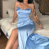 Zenia Satin Maxi Dress - Label Frenesi Fashion