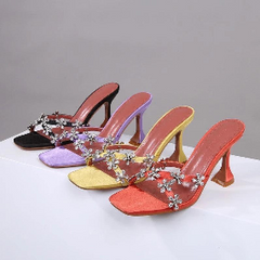 Daisy Bloom Embellished Slip-On Heels