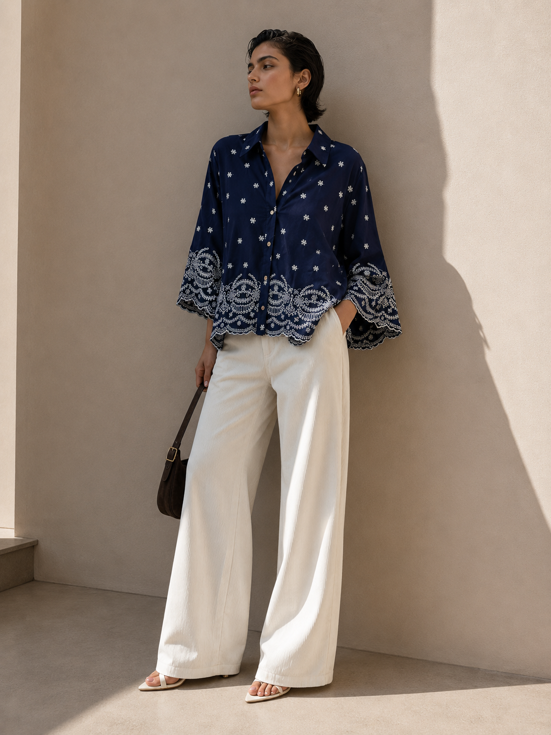 Margot Embroidered Scallop Shirt