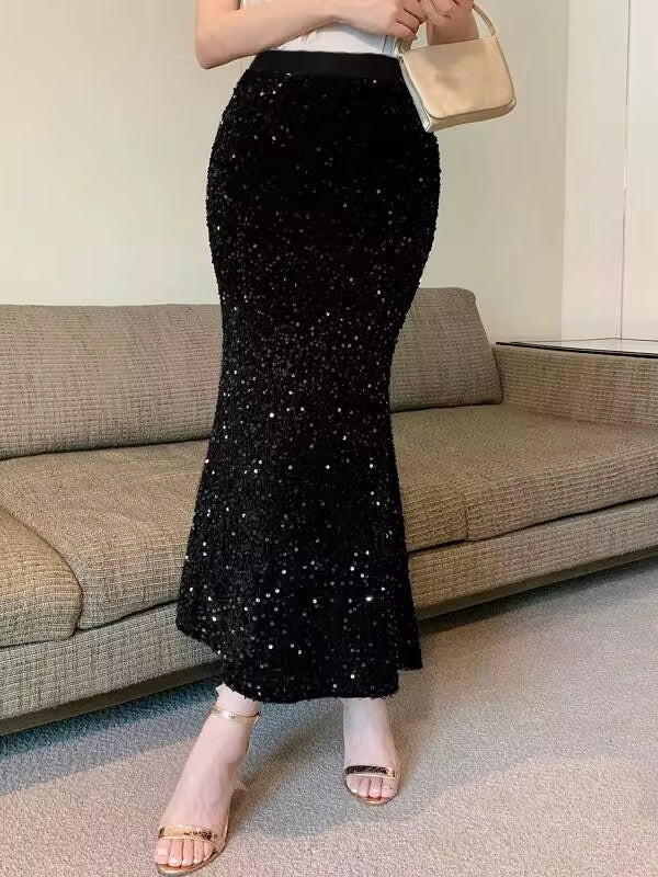 Fishtail Sequin Midi Skirt
