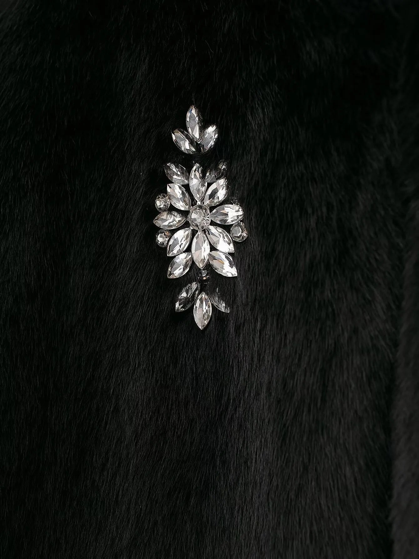 Rhinestone Black Fur Coat