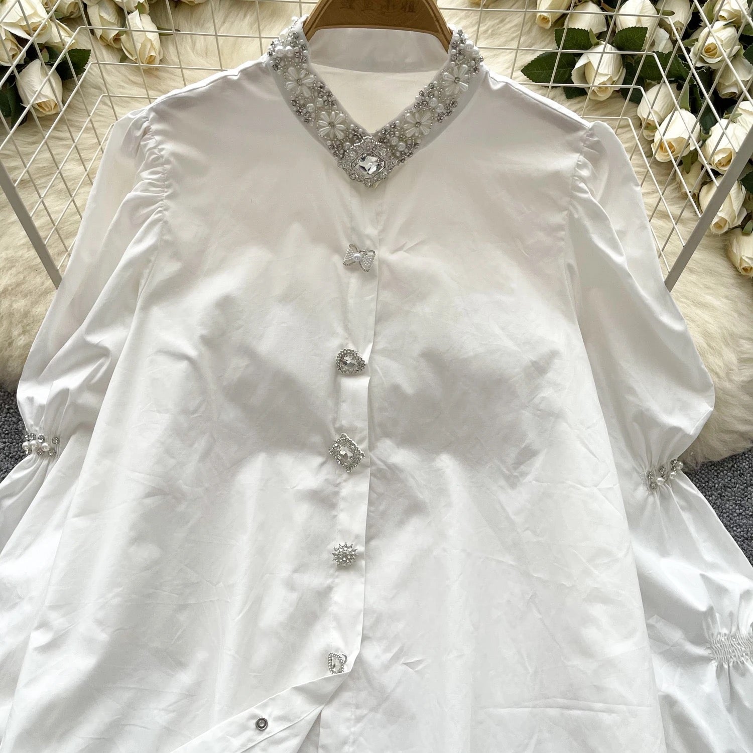 Embellish Collar Puff Shirts