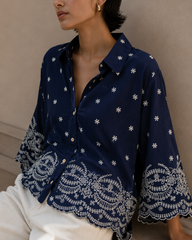 Margot Embroidered Scallop Shirt