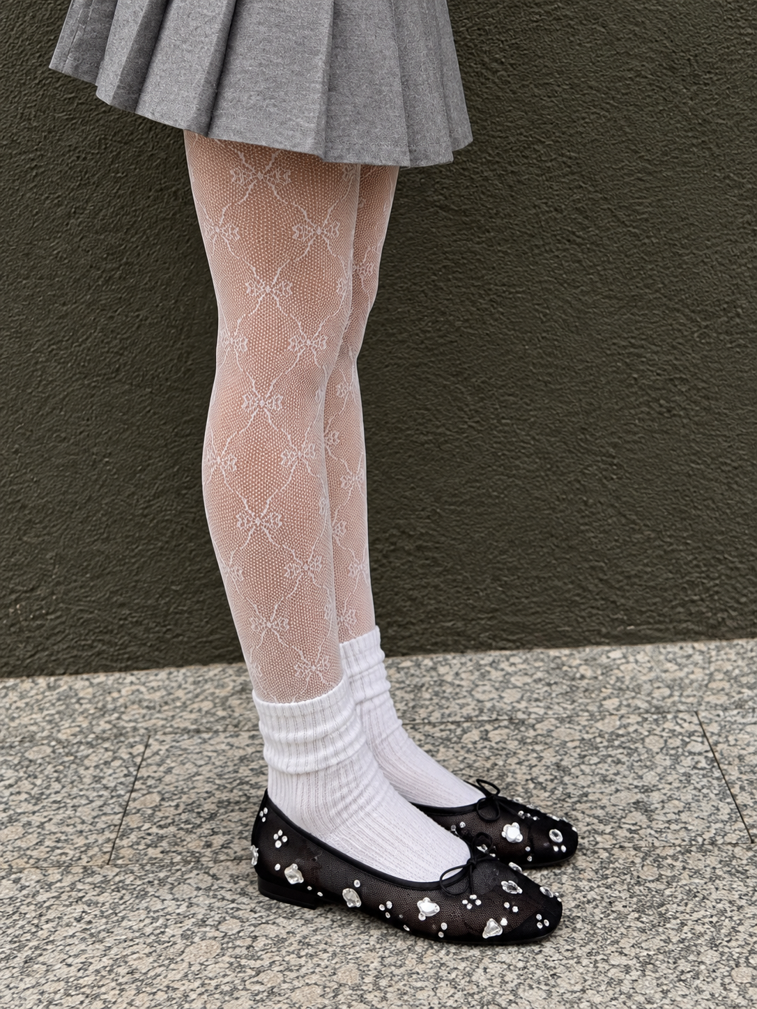 Belle Rhinestone Mesh Ballet Flats