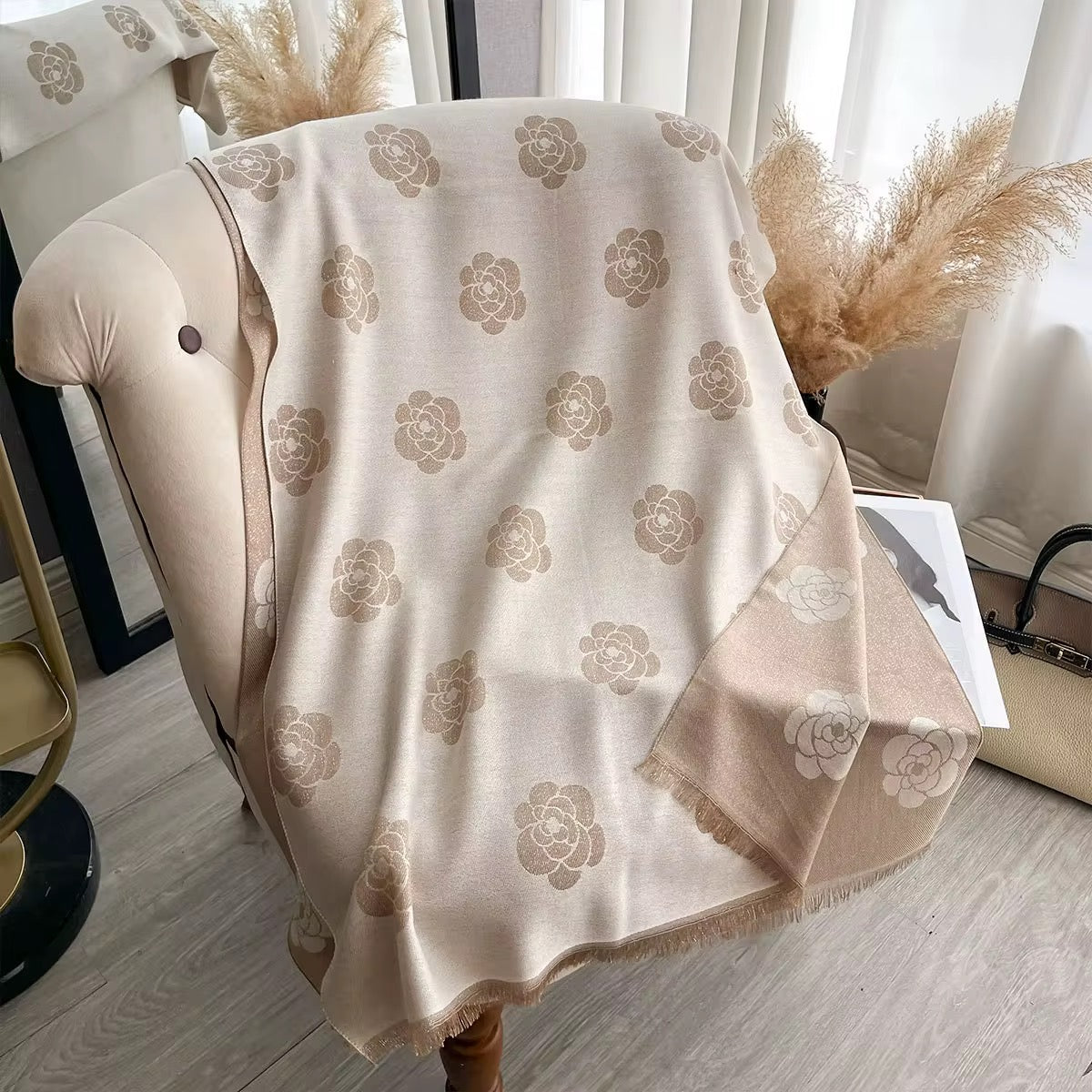 Floral Motif Cashmere Shawl