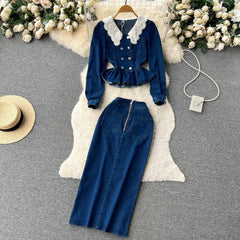 Kesha Denim Top & Skirt Set