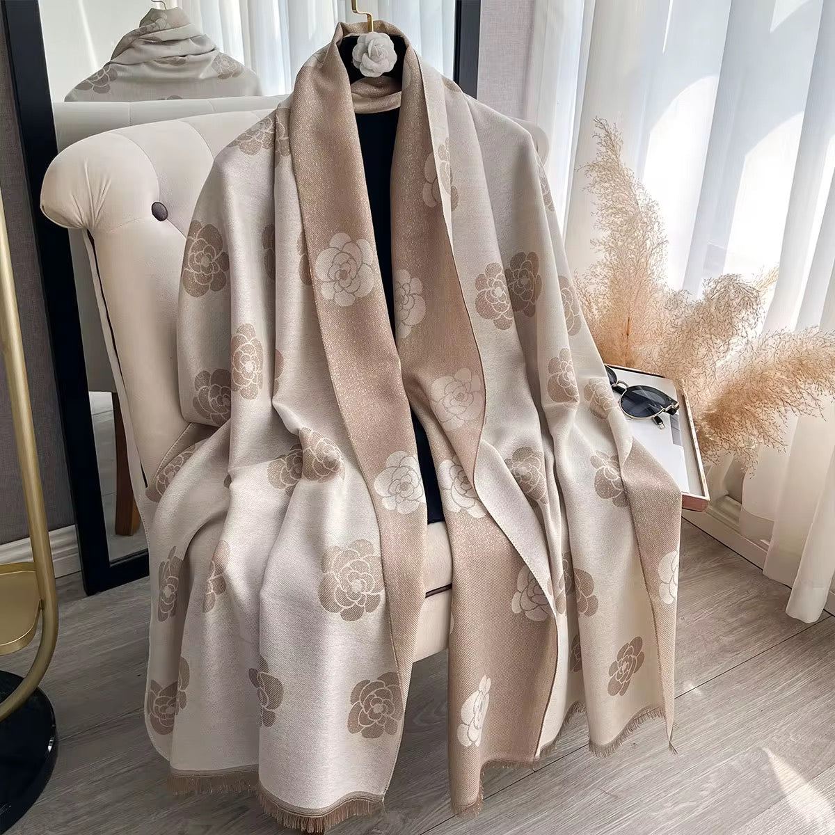 Floral Motif Cashmere Shawl