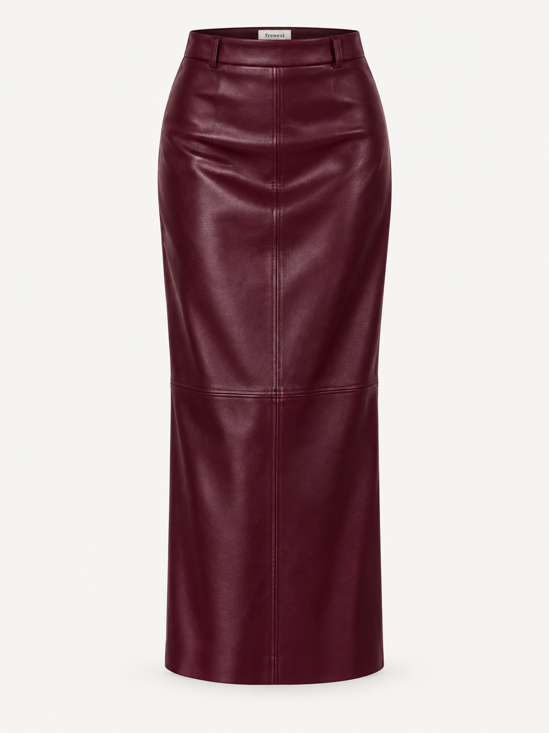 Bordeaux Faux Leather Midi Skirt