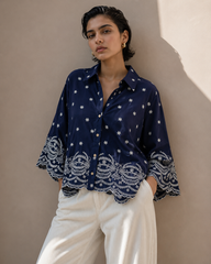 Margot Embroidered Scallop Shirt