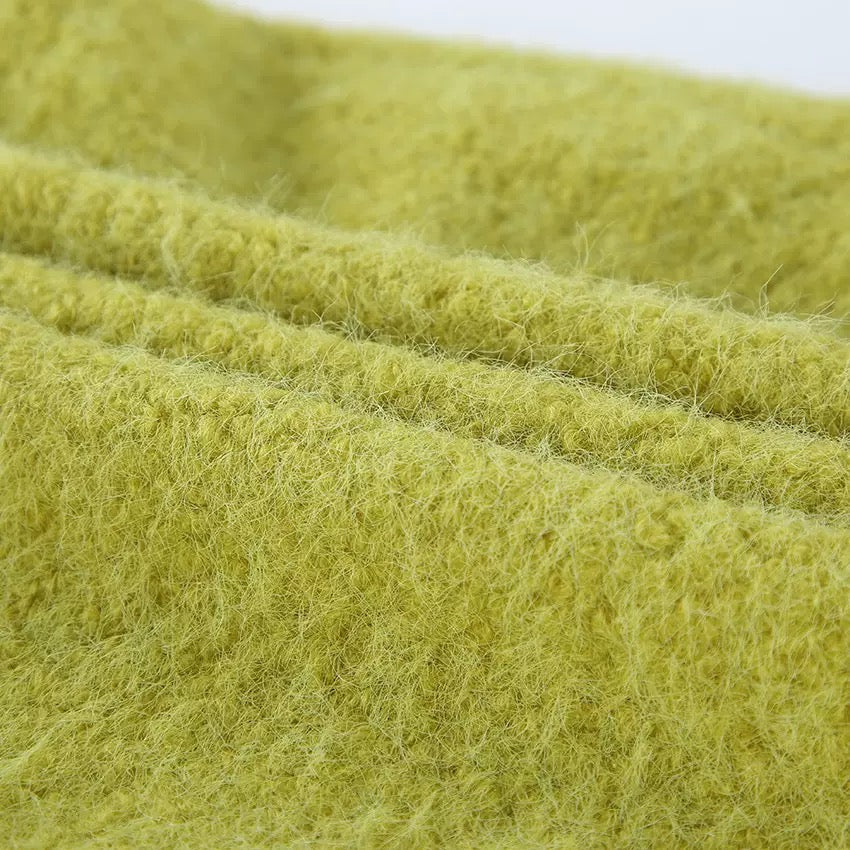 The Chartreuse Textured Mini Skirt