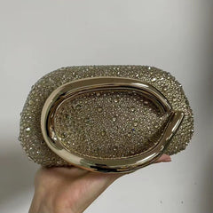 Crystal Embellished Oval Clutch Bag
