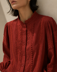 Elara Lacework Pleated Top