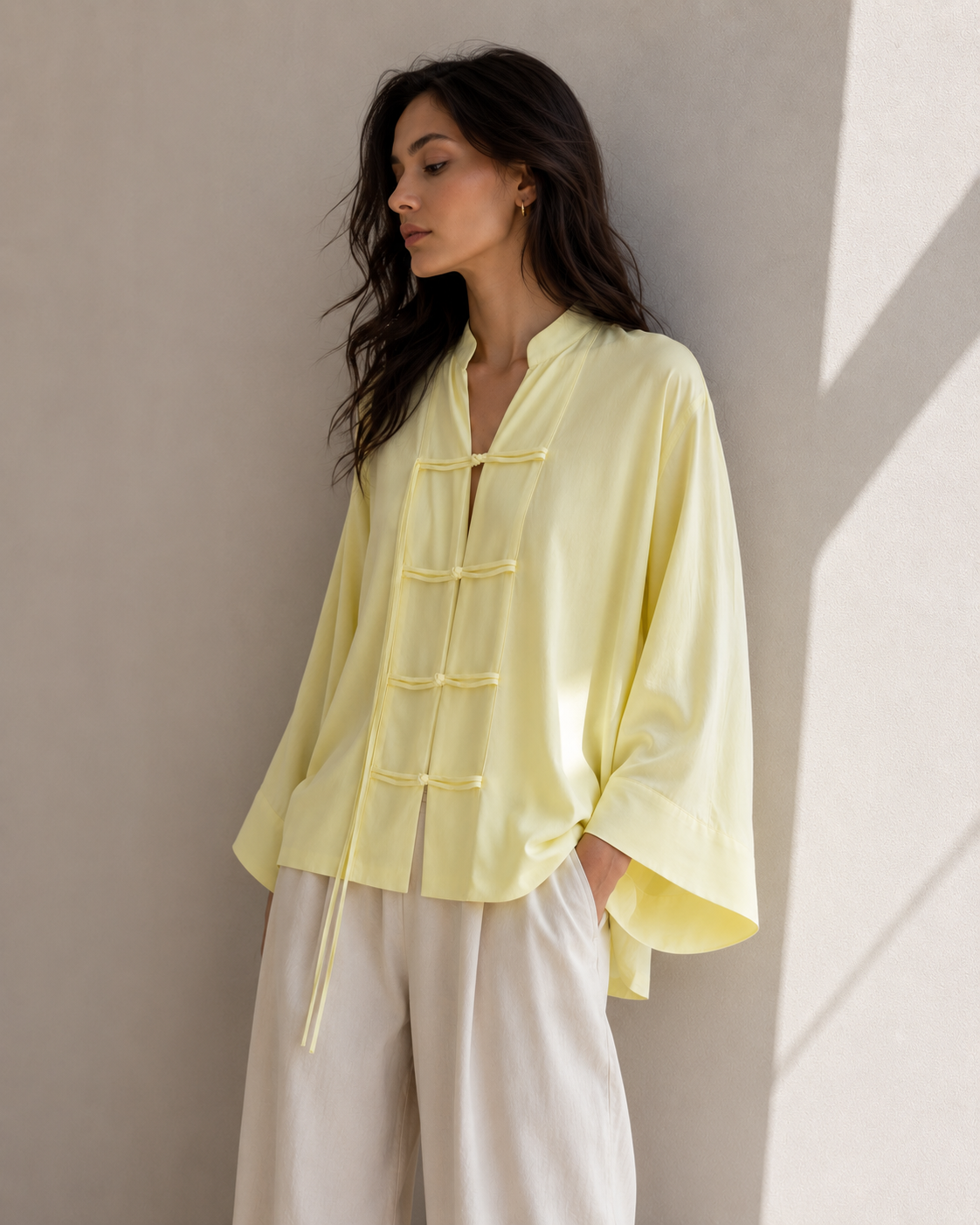 Lemon Tie-Front Kimono Top
