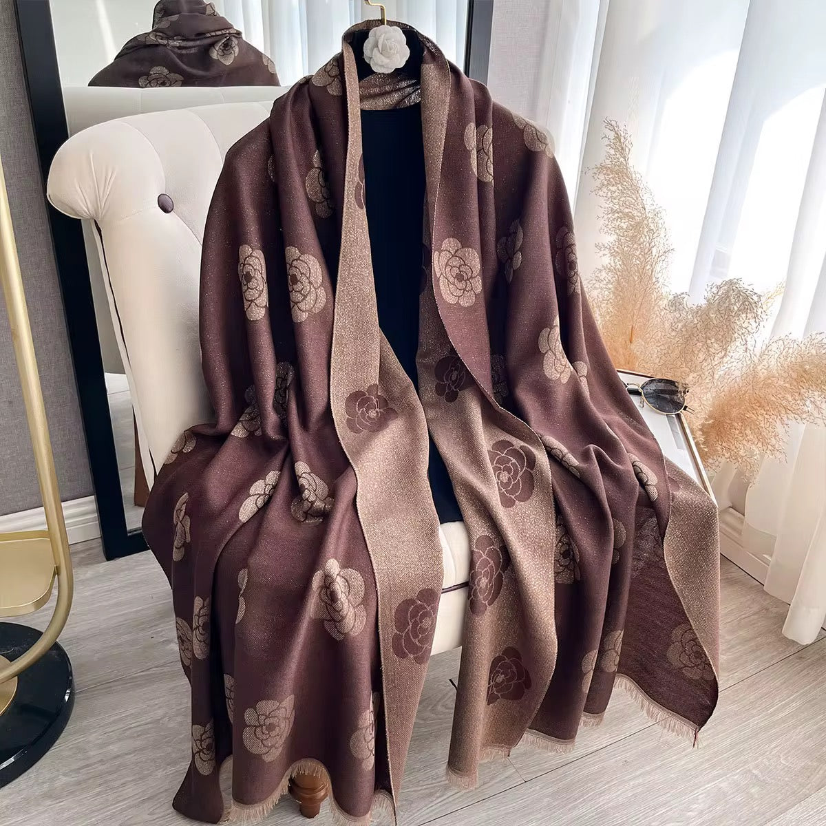 Floral Motif Cashmere Shawl