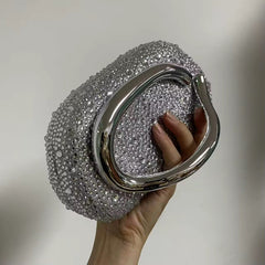 Crystal Embellished Oval Clutch Bag