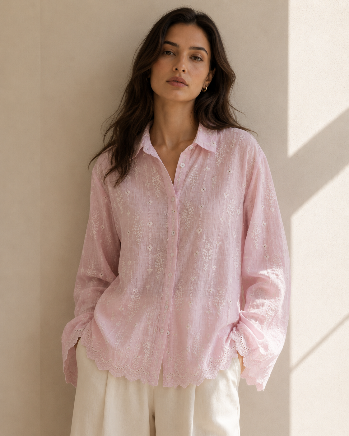 Blush Broderie Lace Shirt