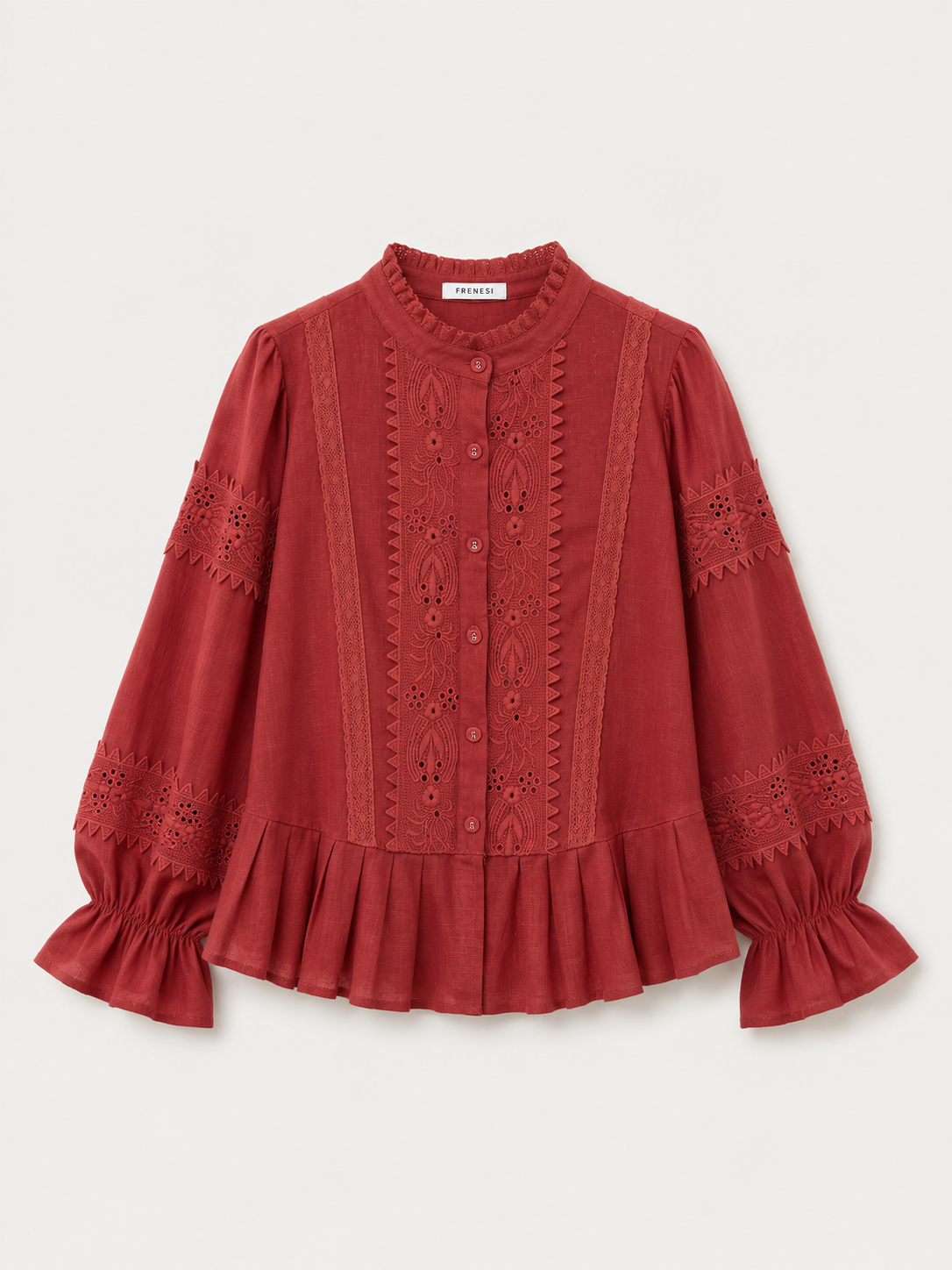 Elara Lacework Pleated Top