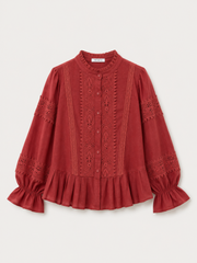 Elara Lacework Pleated Top
