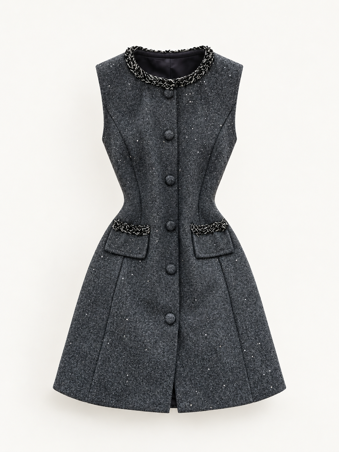 Camille Charcoal Tweed Mini Dress