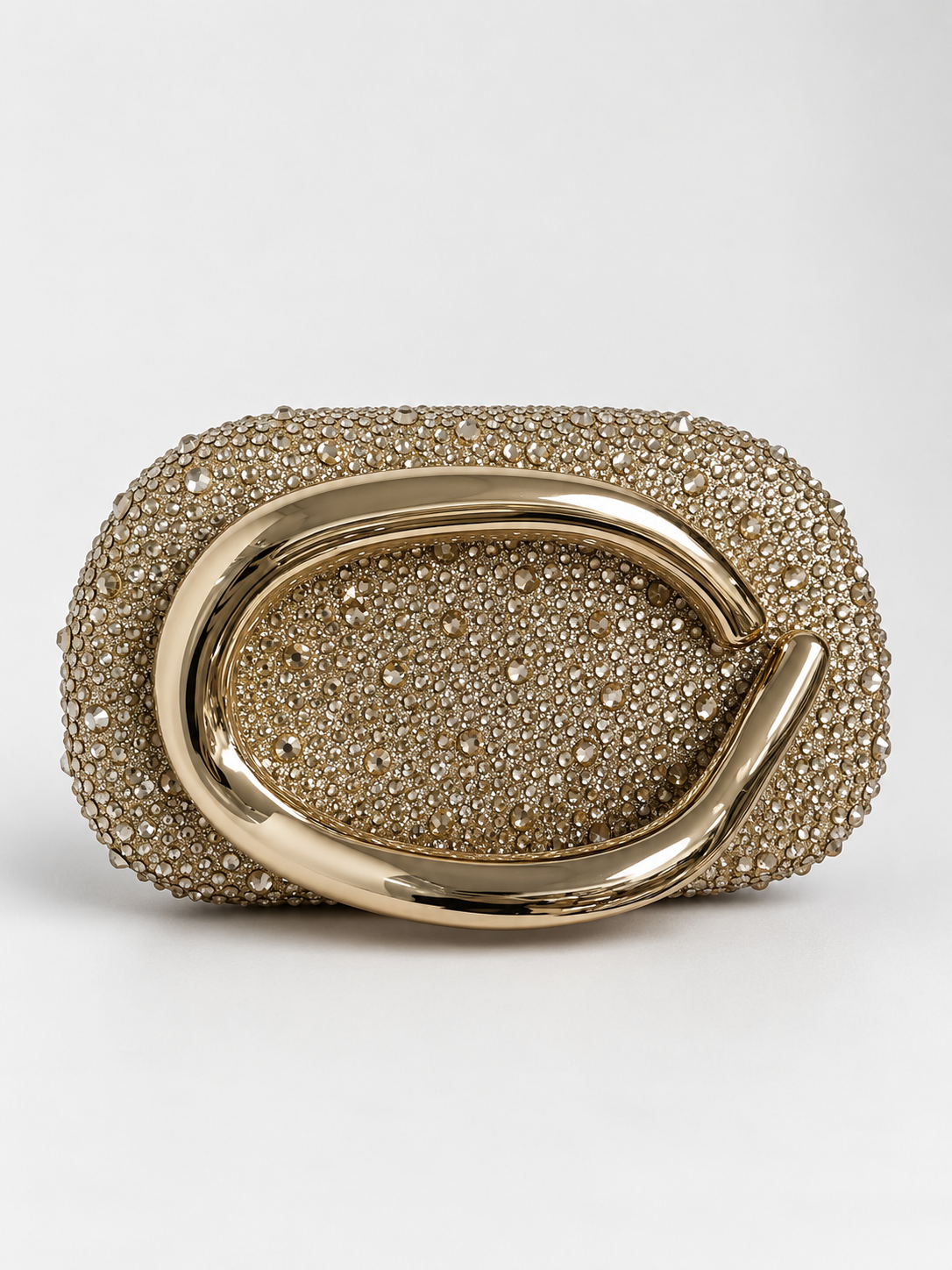 Crystal Embellished Oval Clutch Bag