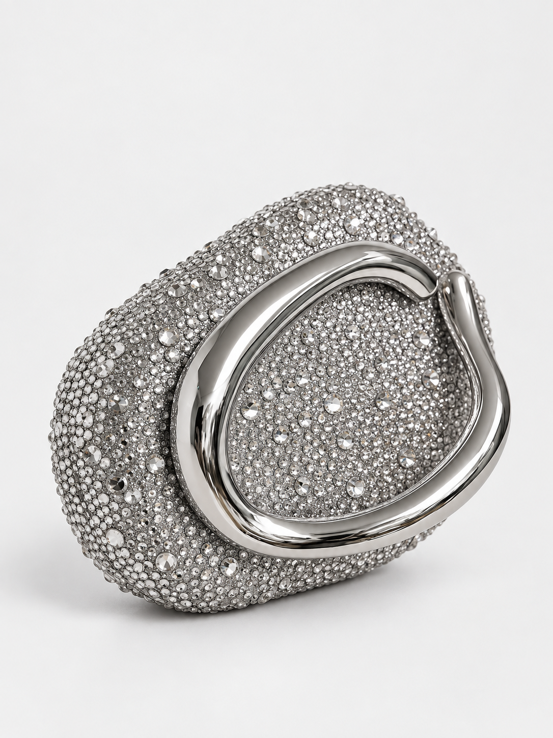 Crystal Embellished Oval Clutch Bag