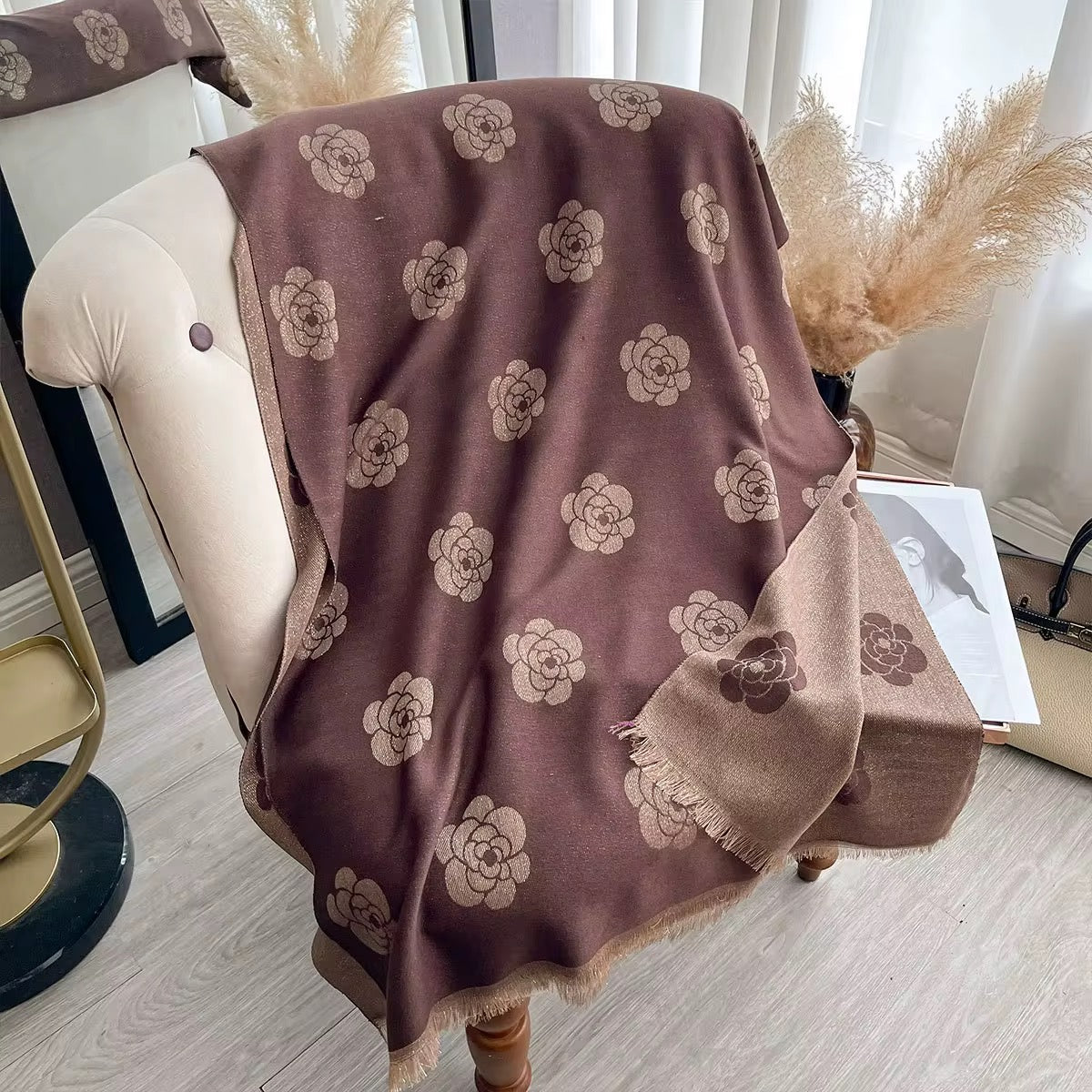 Floral Motif Cashmere Shawl