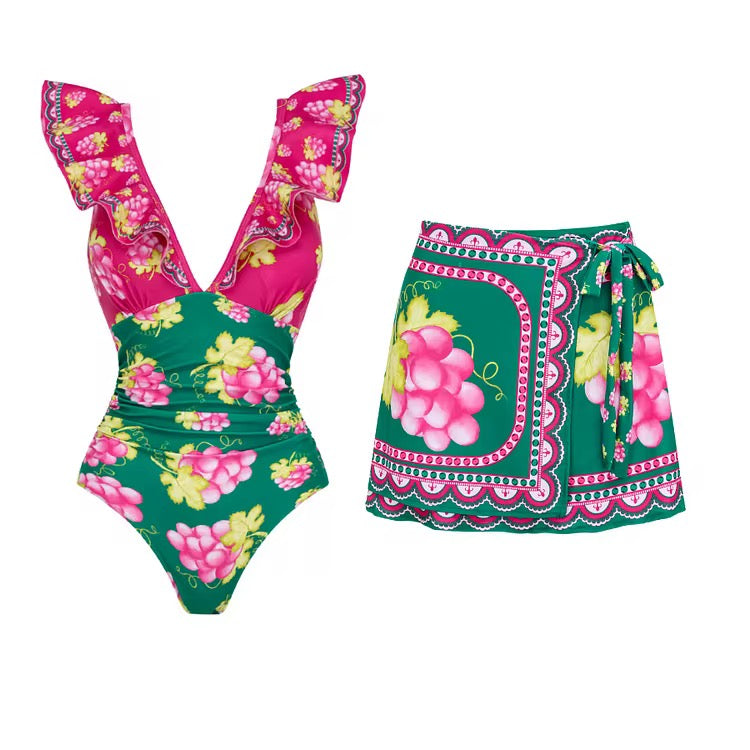 Tropical Crush Swimsuit with Skirt
