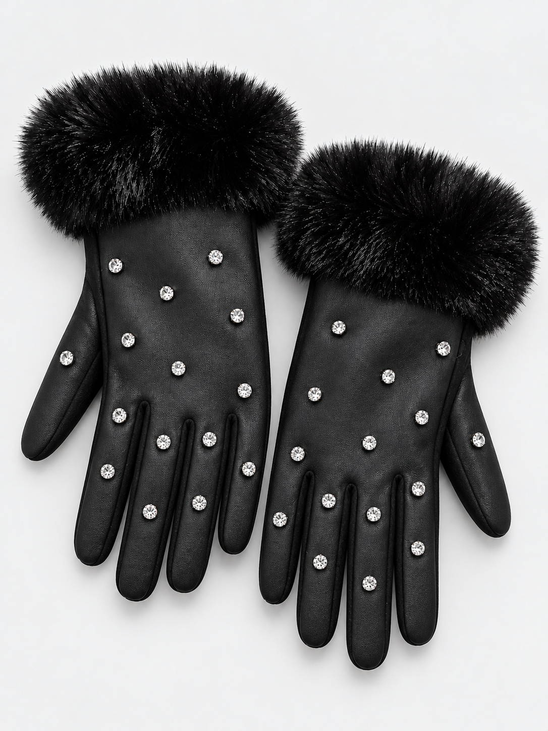 Aspen Crystal Embellished Faux Fur Winter Gloves