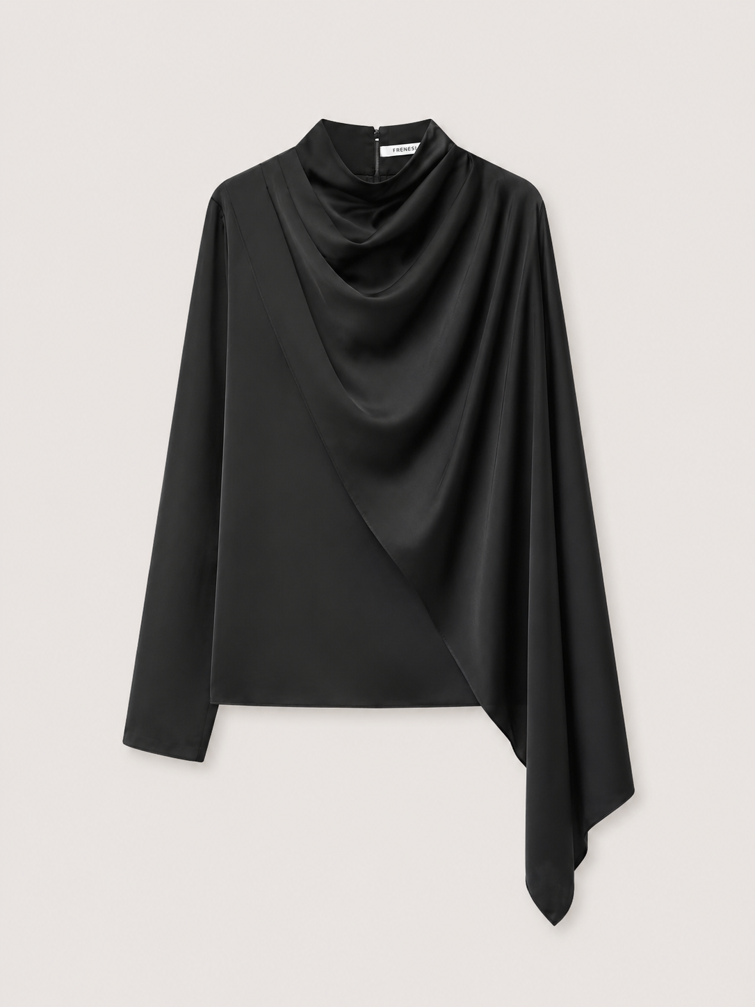 Noir Satin Drape Cape Top