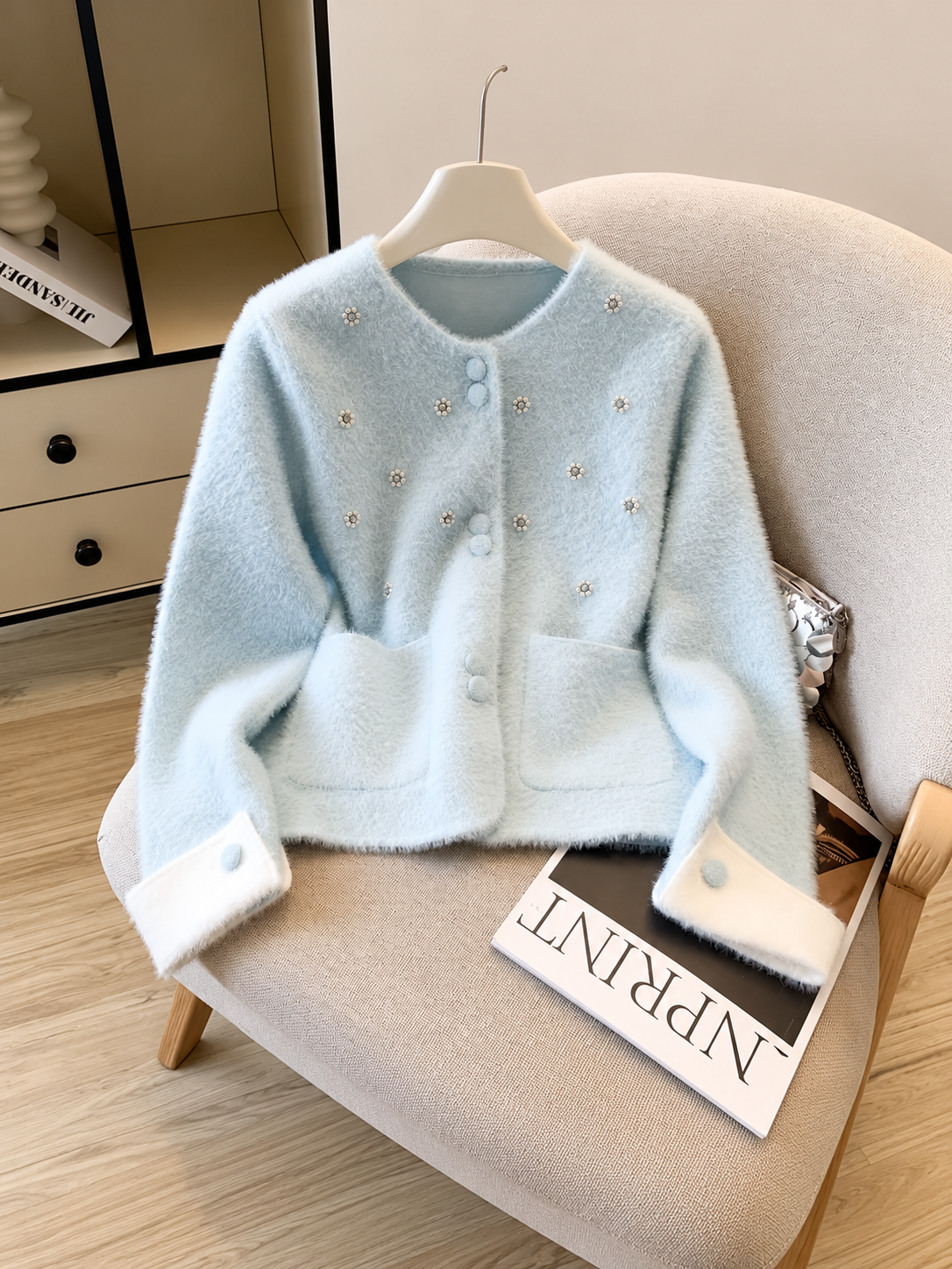 Fleur Pearl & Rhinestone Embellished Cardigan